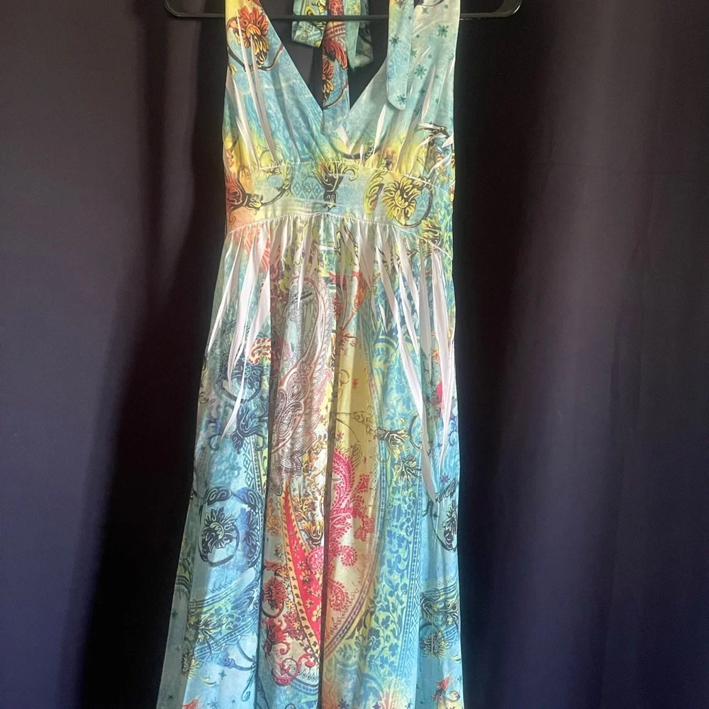 Halter Mini Dress Multi-Color 💜💙🧡💕💛💚❤️ - Picture 2 of 4